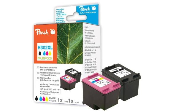 Peach Tintenset HP Nr. 302XL (F6U68A/F6U67A)