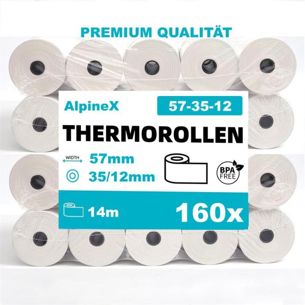 160x Thermo Bonrolle (PAP FSC Mix) 57/35/12 mm x 14m – 16×10 Stück