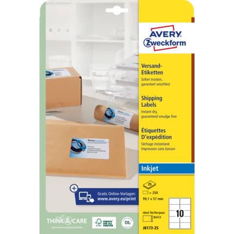 AVERY ZW. Zweckform Inkjet Versand-Etiketten, 99,1 x 57 mm, weiß