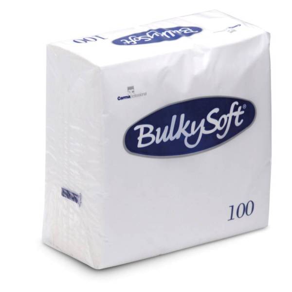 Servietten Bulkysoft- 3-lagig, 1/4 Falz, weiss, 40x40cm - Karton à 10 Pack / Pack à 100 Servietten