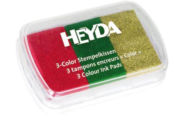 HEYDA Stempelkissen 3-Color, rot/dunkelgrün/gold