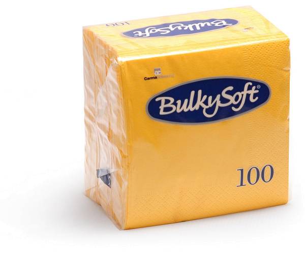 Servietten Bulkysoft 3-lagig, 1/4 Falz gelb 40x40cm -1000 Stück