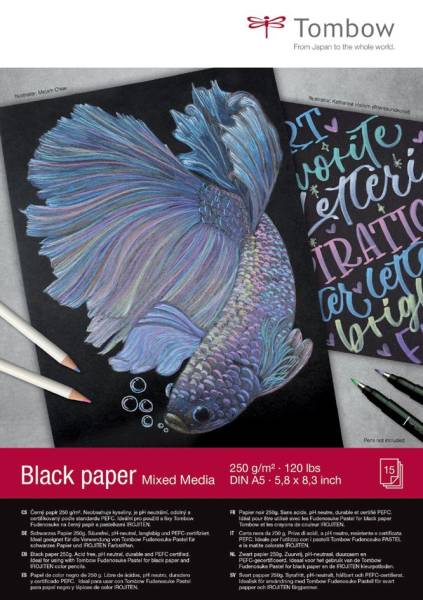 Tombow Zeichenblock 'Black Paper', DIN A5, blanko, 250 g/qm