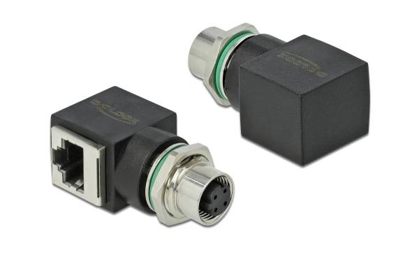 Delock Winkeladapter M12 4 Pin zu RJ45 Buchse 1 Stück