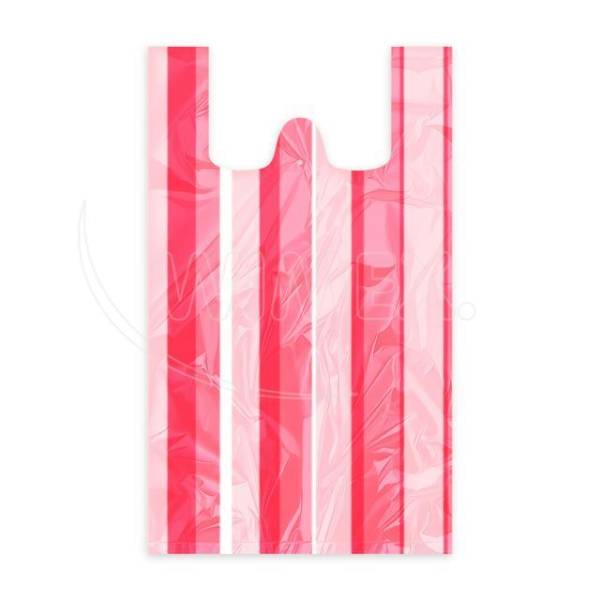 Hemdchen-Tragetasche (HDPE) gestreift 30+14 x 50 cm 10kg – 100 Stück