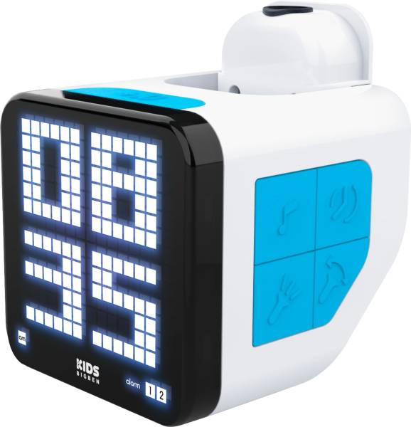 Bigben – Retro Cube Wecker [incl. Projektor] – white/blue