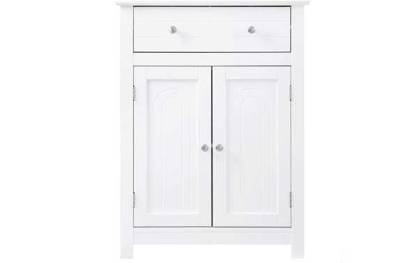 VASAGLE Badezimmerregal mit Schublade aus MDF, Weiss