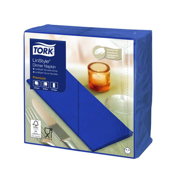 TORK-478166 LinStyle Premium Dinnerservietten Mitternachtsblau 1/8-Falz –