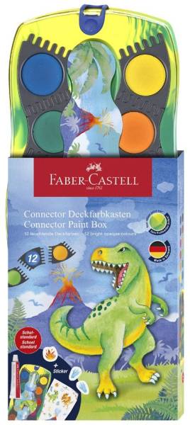 FABER-CASTELL Deckfarbkasten CONNECTOR Dino, 12 Farben