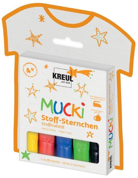 KREUL Stoff-Sternchen Stoffmalstift 'MUCKI', 5er-Set