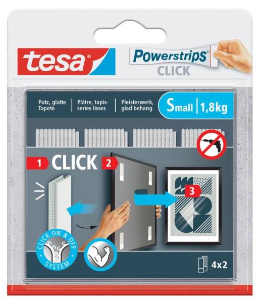 tesa Powerstrips CLICK Klettstreifen LARGE, weiß