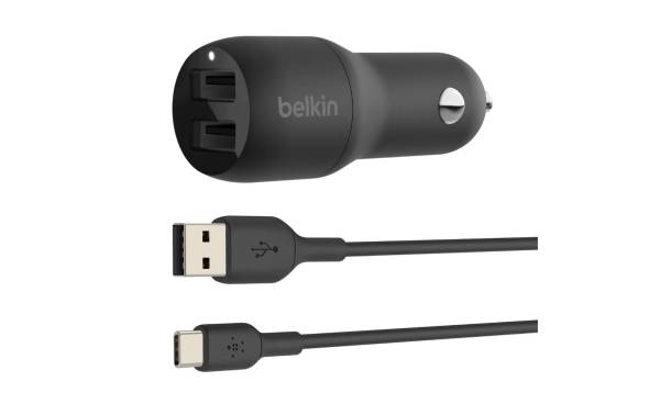 Belkin Boost Charge Dual USB-A Car Charger 24W + USB-A to USB-C Cable – black