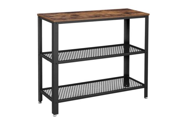 VASAGLE Beistelltisch aus Holz und Metall 35 x 80 cm, Braun/Schwarz