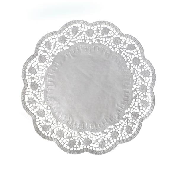 Deko-Tortenspitze (PAP) rund weiß 34cm – 100 Stück