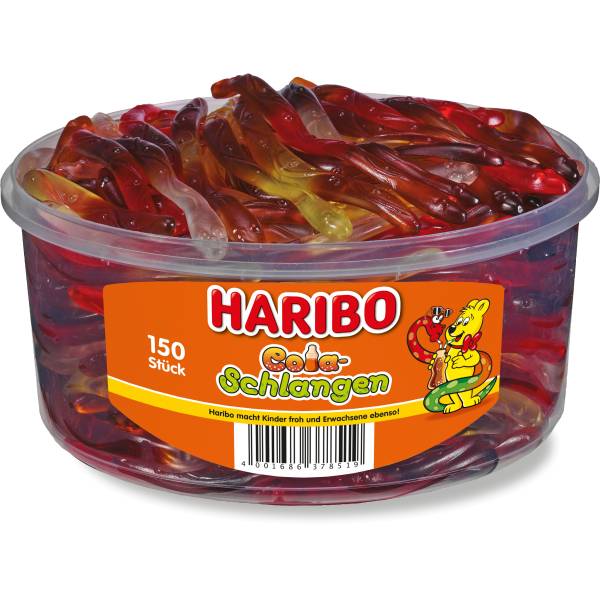 HARIBO Cola-Schlangen 60489 Dose 1050g, 150 Stk.