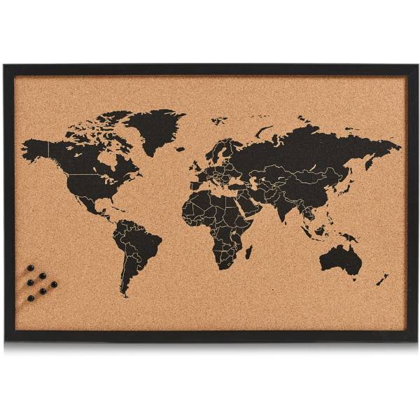 ZELLER Pinboard World 59×40 cm 11571 schwarz