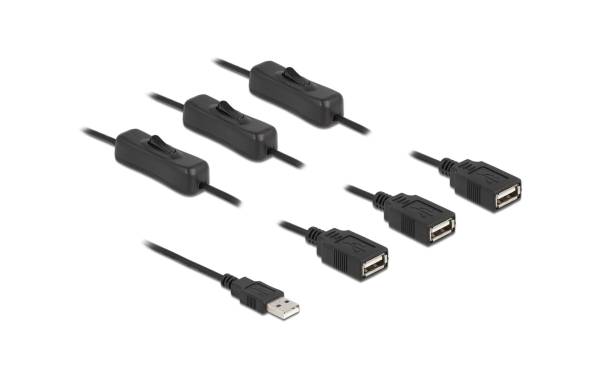 Delock USB-Kabel USB-A Stecker zu 3x USB-A Buchse Mit Schalter
