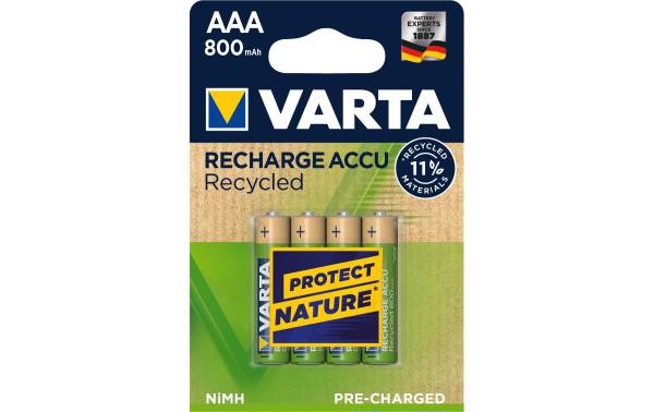VARTA NiMH Akku "RECHARGE ACCU Recycled", Micro AAA, 800 mAh