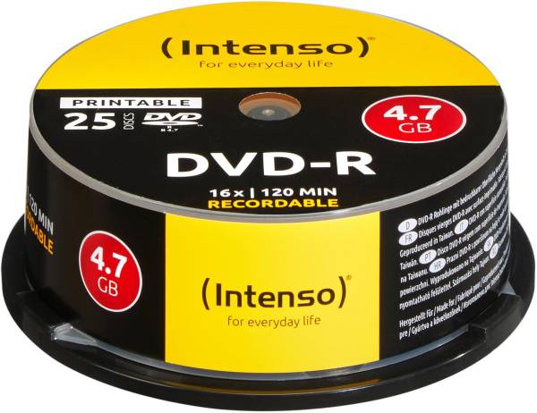 DVD-R Cake Box 4.7GB 16x Printable 25 Pcs INTENSO 4801154